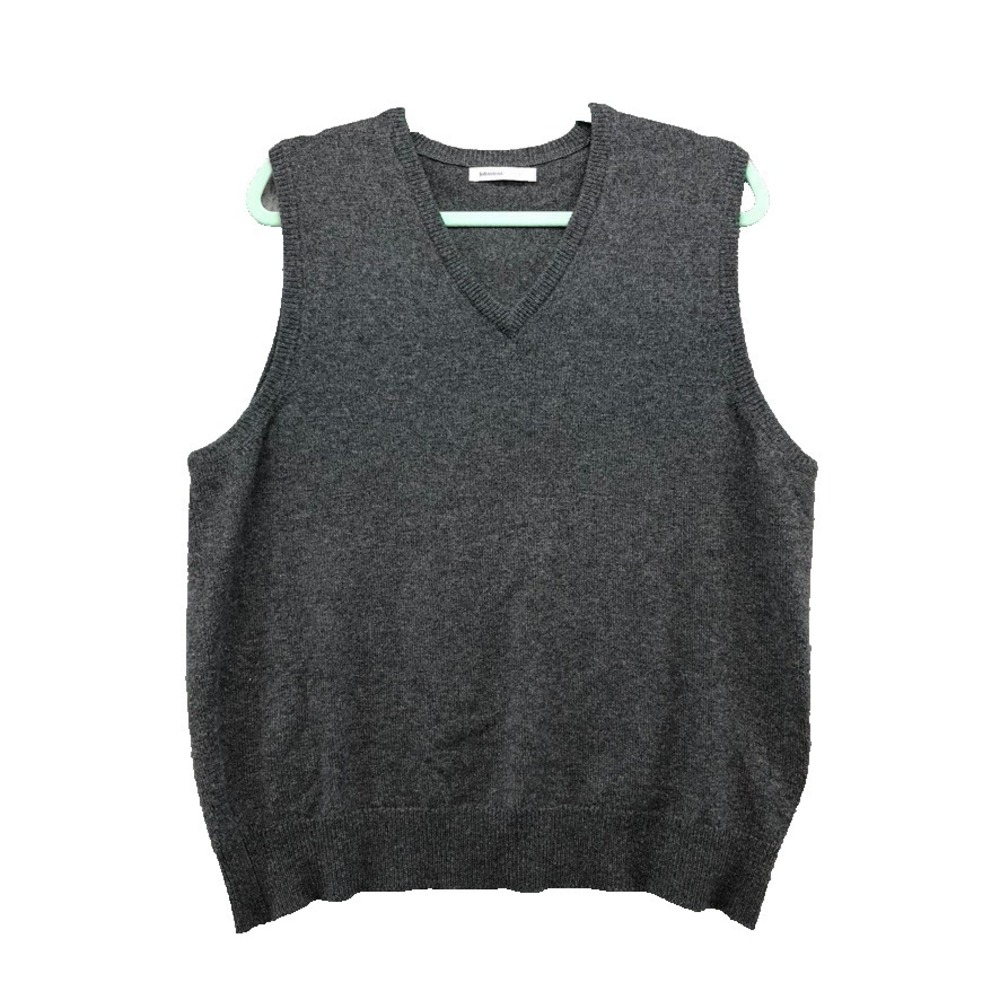 Johnstons Cashmere Sweater Jumper Vest Mens 42 US Large Gray Preppy Academia